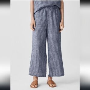 Eileen Fisher Puckered Organic Linen Wide Leg Pants